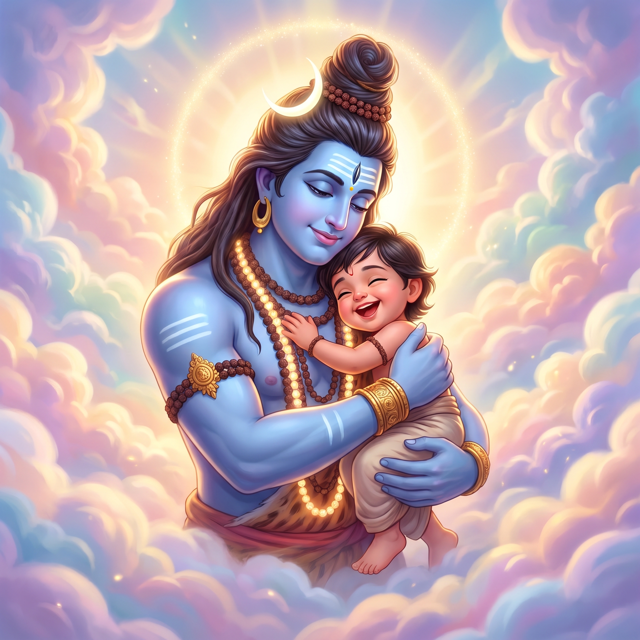 Lord Shiva Lovingly Holding A Baby